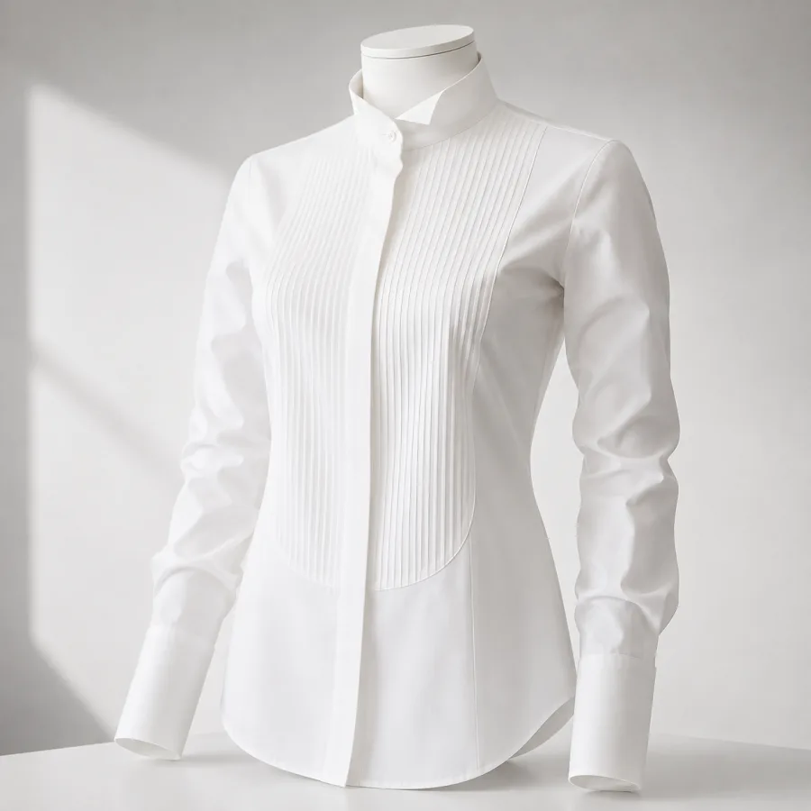 Long wing collar shirt — chemise sur mesure femme Empreinte-Moi